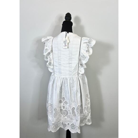 SEA White Jeanetta Eyelet Mini Dress in White Size XS Lace Lined Cotton Party - Picture 4 of 9